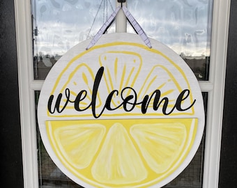Lemon Welcome Door Hanger | 20" Spring Summer Citrus Decor
