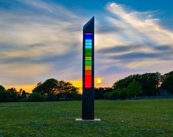 Wood and Glass Sculpture (Lineal colours)