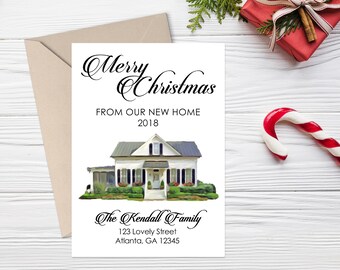 new home christmas card house portrait christmas card christmas change of address card new address card holiday moving announcement - New Address Christmas Cards new home christmas card house portrait christmas card christmas change of address card new address card holiday moving announcement - New Address Christmas Cards