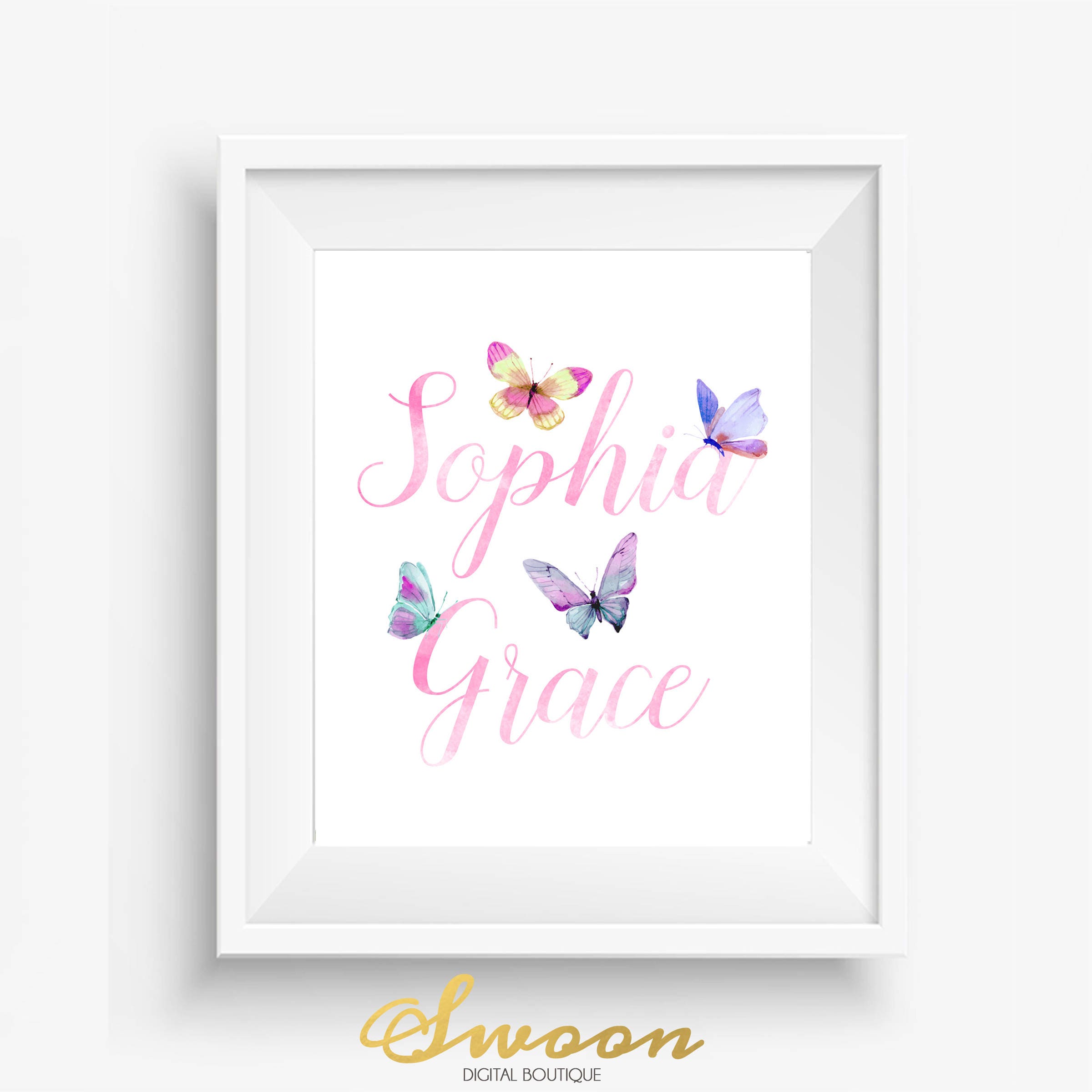 Butterfly Name Sign Butterfly Nursery Butterfly Nursery Art | Etsy