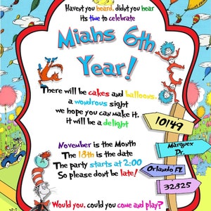 Dr Seuss Birth Day Invitation