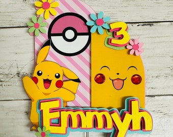 Personalized Pikachu Birthday Cake Topper