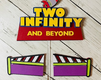 Two Infinity and Beyond Cake Topper with Wings, 2nd Birthday
