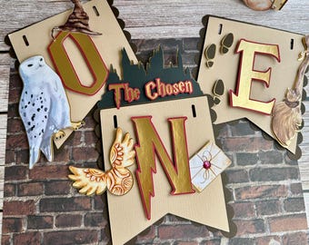 Wizard 1st Birthday Banner: Handmade “The Chosen One” Cardstock Decor