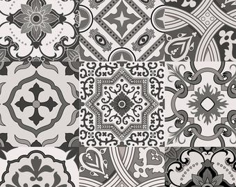Portuguese Stone Gray Tiles Pre-pasted Wallpaper