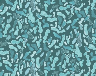 Seaglass Aria Blue Teal Organic Shapes Abstract Wallpaper