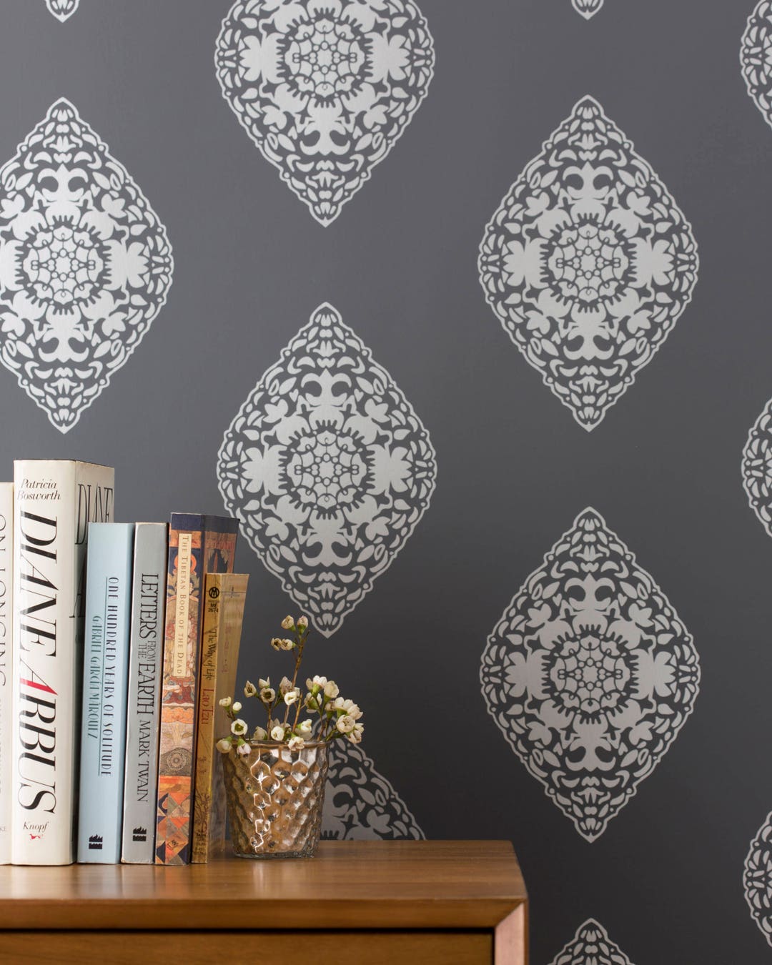 Boteh Silver Wallpaper - Etsy