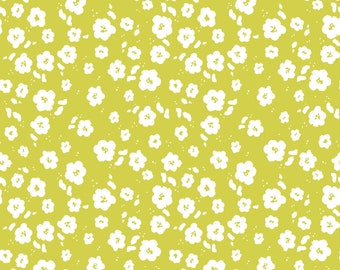 Poppy Spritz Green Cream Flower Abstract Wallpaper