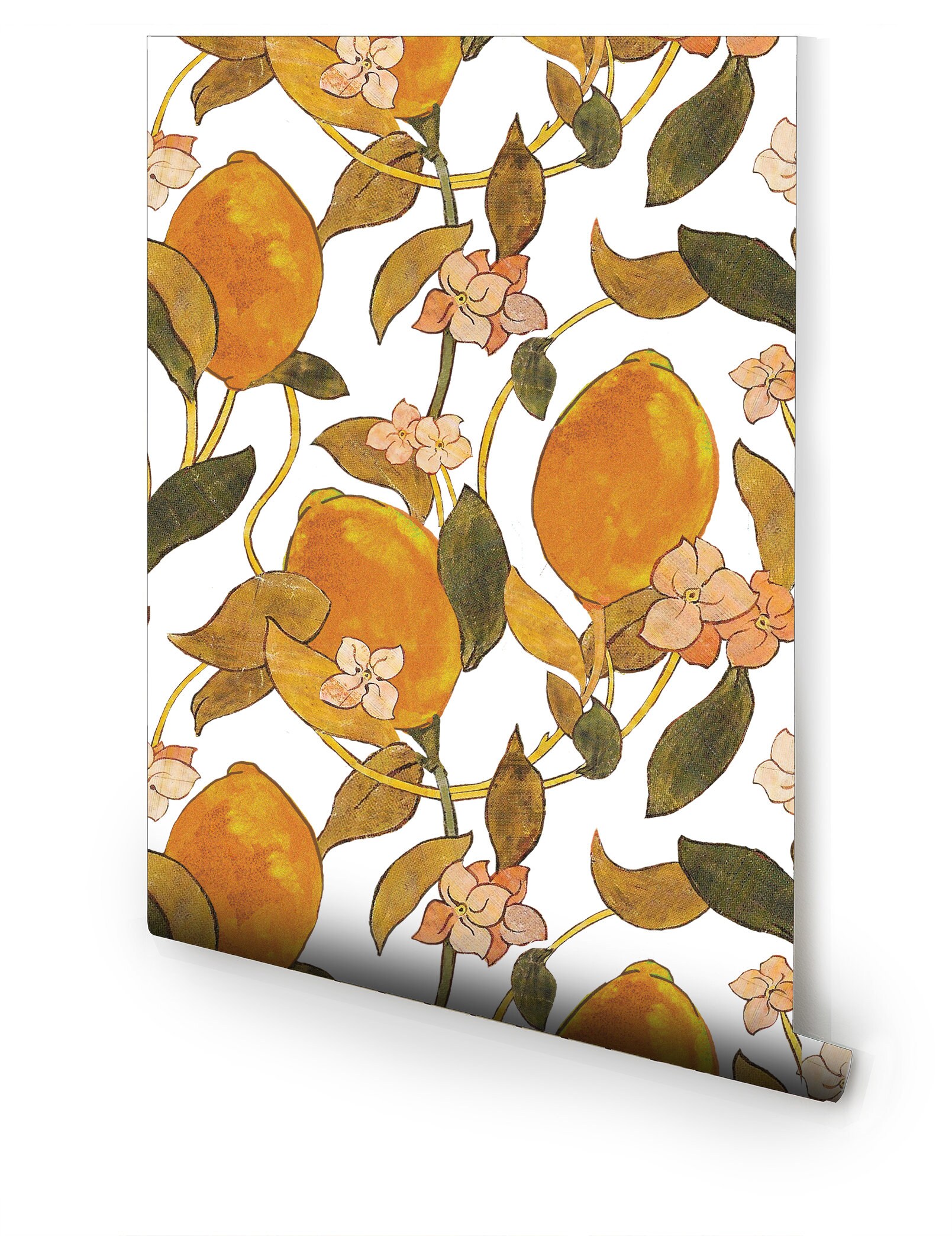 Vintage Lemons Pre-pasted Wallpaper | Etsy