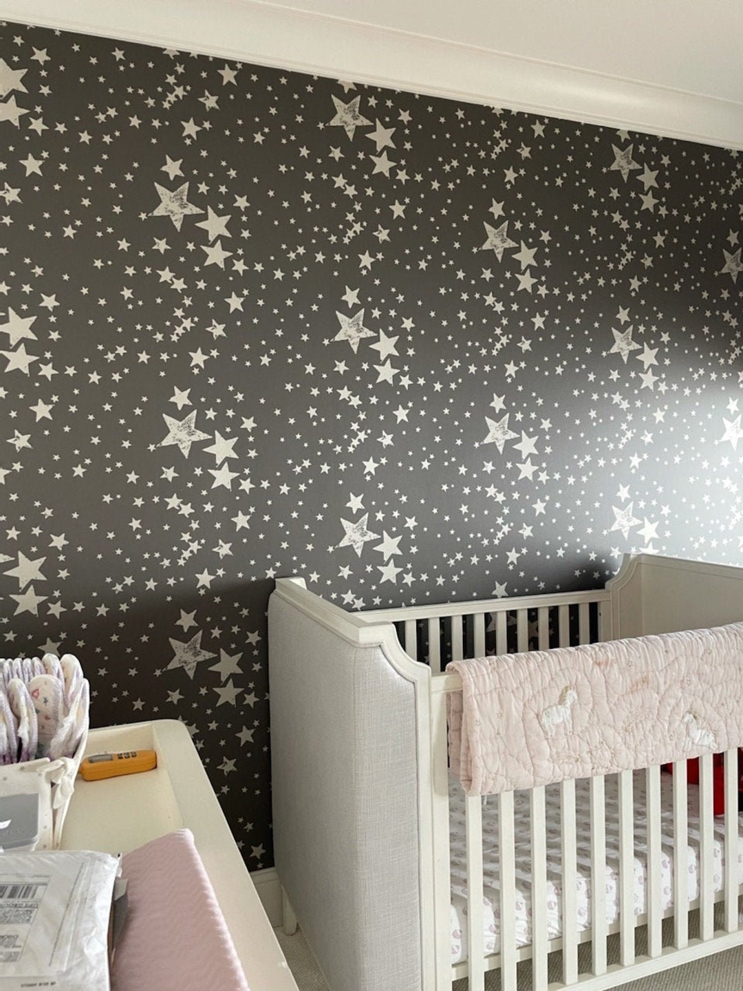 Gray Stars Wallpaper - Etsy