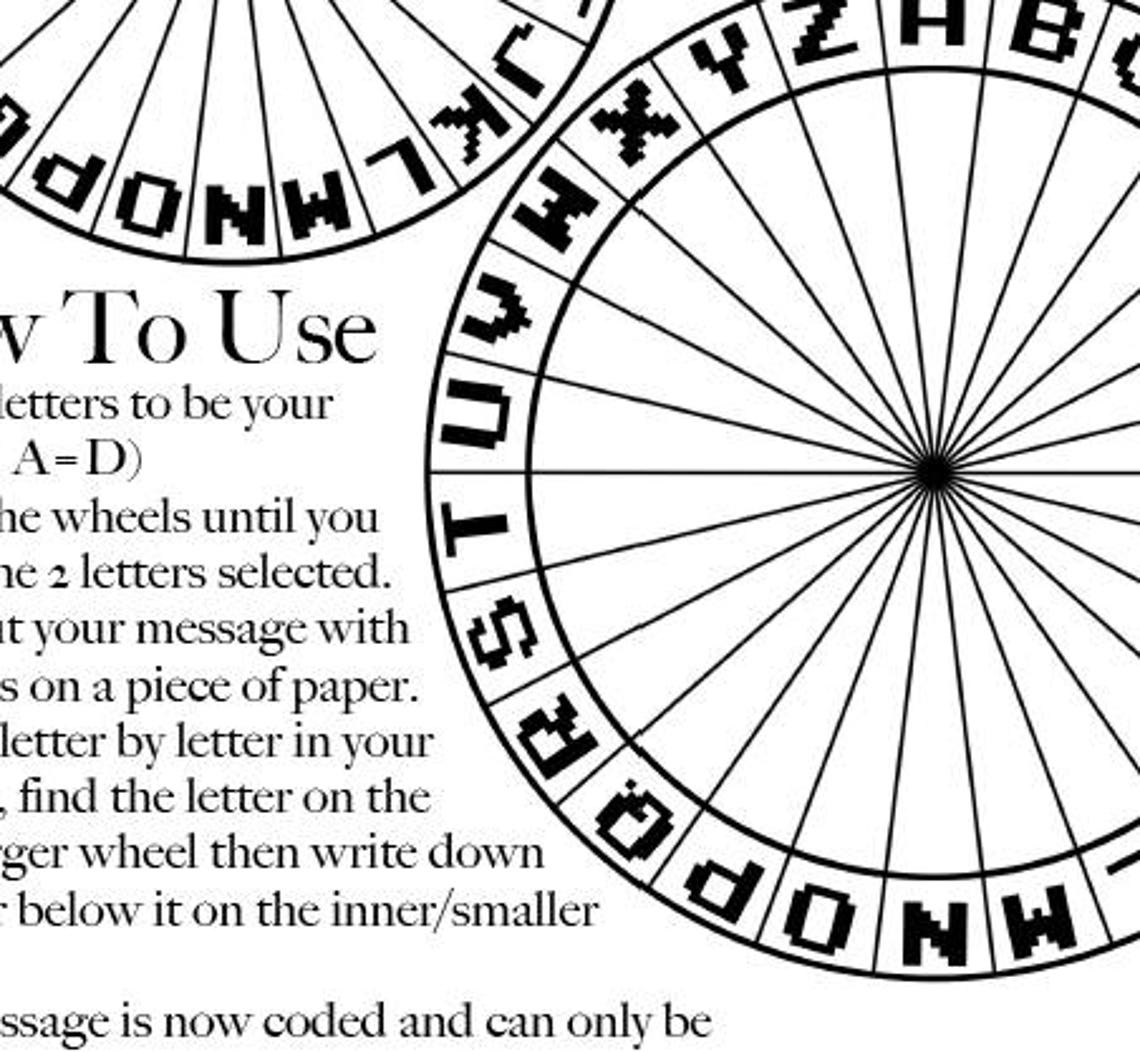 Spy Decoder Cipher Wheel Printable Secret Agent Coded Message Encoder