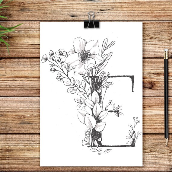 Download Full Alphabet Monogram Adult Coloring Book Printable Floral Etsy