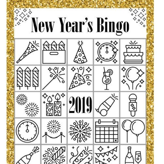 printable new years bingo 2019 new years eve game etsy