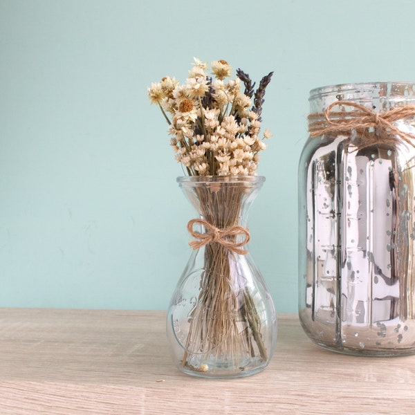 NEW Glass Bud Vase With Dried Flowers // French Country Flower Arrangement in Vase, Christmas Present, Housewarming Gift