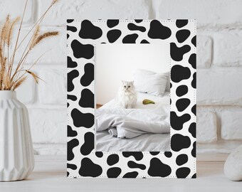 Marco de fotos personalizado con estampado de vaca, marco de fotos de 5x7, decoración moderna de granja