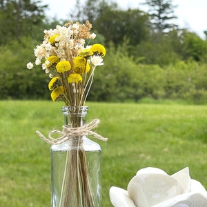 Small Yellow Dried Flower Arrangement: Cottagecore Vase Decor