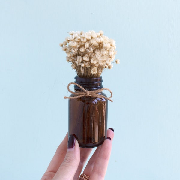 MINI Flower Arrangement, Rustic Dried Flowers in Apothecary Vase / Preserved Flowers / Dried Flower Arrangement