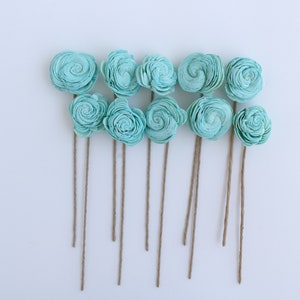 Aqua Blue Wooden Flowers with Stems / Forever Flowers / Sola Wood Flowers / Dry Flowers