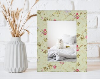 NUEVO marco de fotos floral verde personalizado, marco de fotos de 5x7, decoración moderna para el hogar de la granja