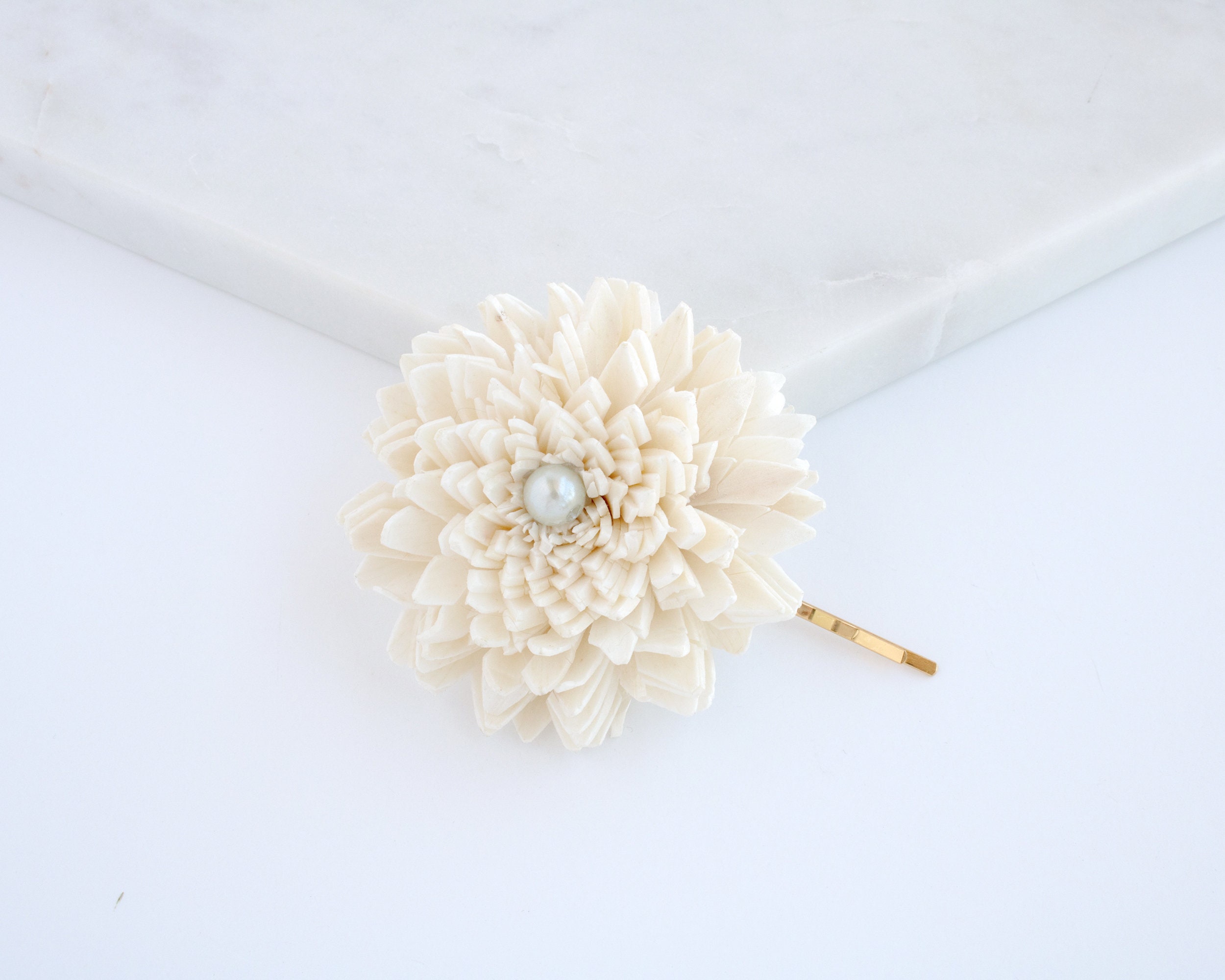 cream flower hair clip
