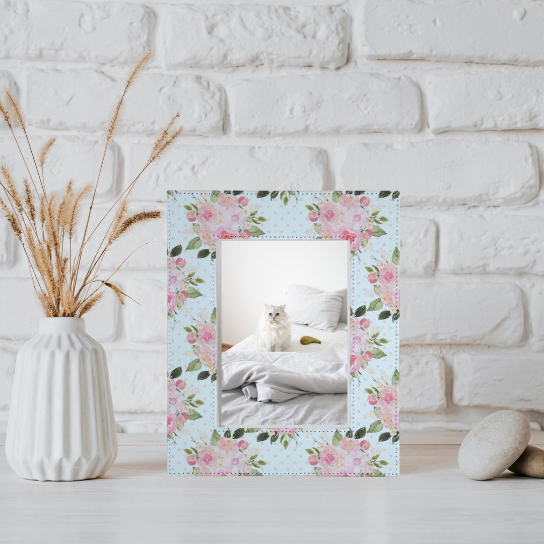 Custom Light Blue Rose Picture Frame, 5x7 Photo Frame, Modern Farmhouse ...