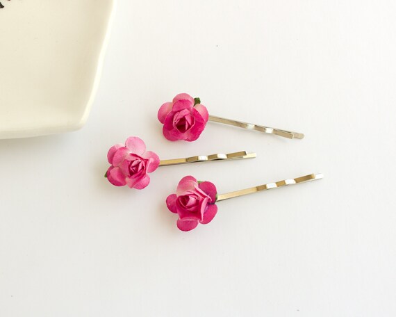 Hot Pink Hair Pins Bobby Pins Bridal Hair Accessories Etsy