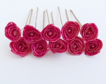 Red/Pink Sola Wood Roses with Stems / Forever Flowers / Sola Wood Flowers / Dry Flowers