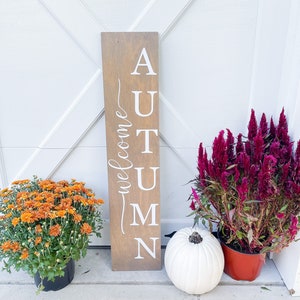 Welcome Autumn Porch Decor - Porch Leaner - Hello Fall Autumn Pumpkin- Porch Signs -Fall Porch Decor Welcome Sign-Cute fall porch decor