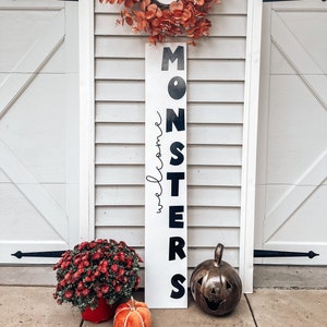 Welcome Monsters Halloween Porch Leaner: Bats & Witches Decor