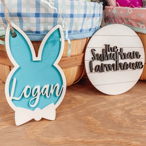 Easter Basket Personalized Name tags Bunny Name Tags Easter Basket Tags Tags with names for Easter basket Etsy Easter Tag image 1