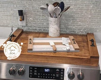 Modern Stove Top Cover Kitchen Decor- Boxed stove cover flat stove cover - wood stove cover - Gas Stove Cover
