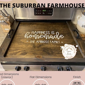 Wedding Gift Stove Cover- Happiness is Homemade -Stovetop Cover for Gas Electric -Gas stove top cover-stove cover
