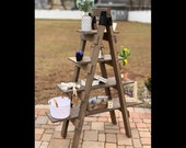 Sawhorse Bookcase - Farmhouse Book Shelf- Saw Horse Book Shelf - Plant Stand - Rustic Bookshelf - Ladder Bookshelf - Book Ladder - Farmhouse