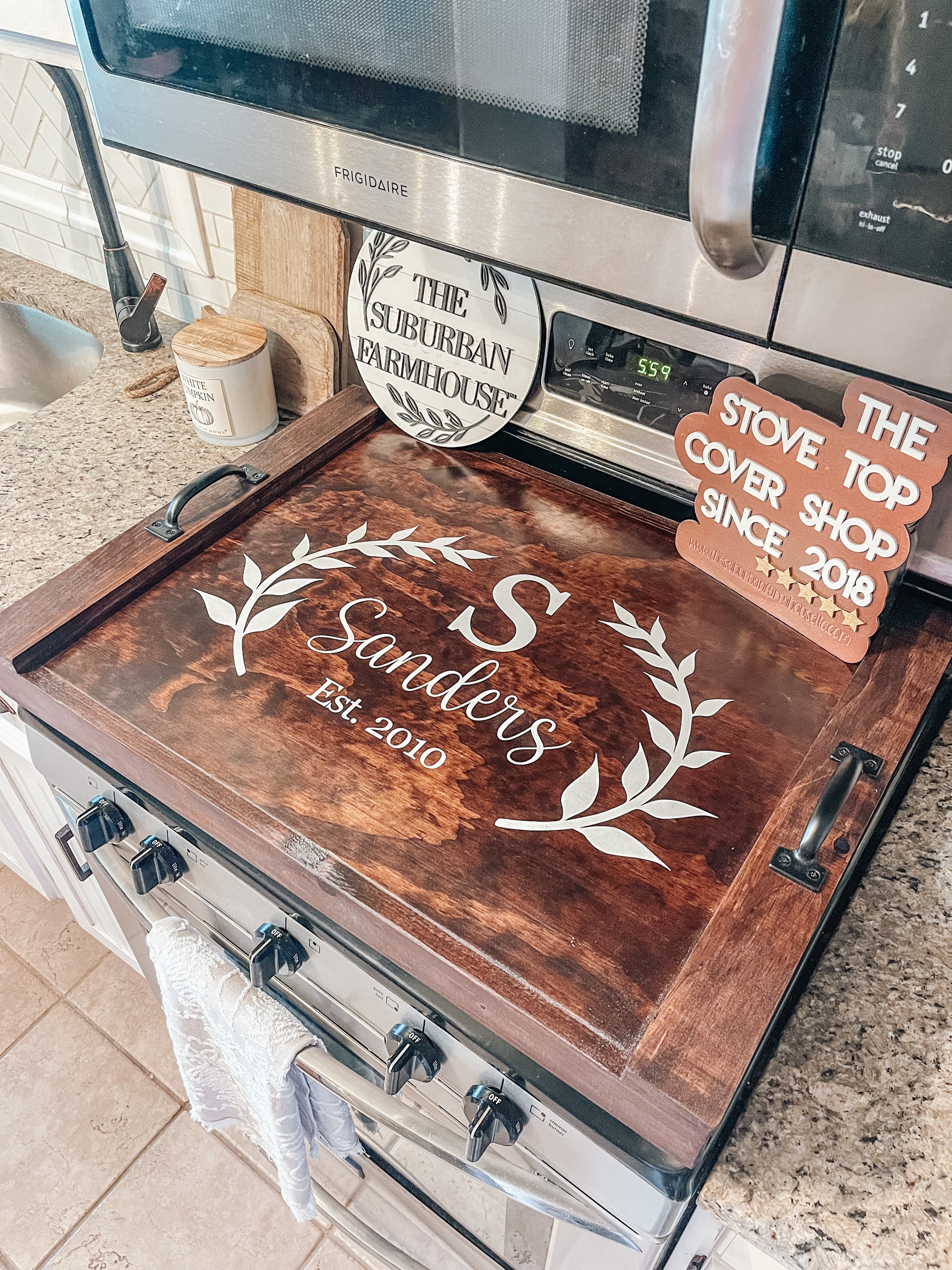 Ships Feb 2024 Seasoned With Love Stovetop Cover for Gas Electric-gas Stove  Top Cover-suburban Farmhouse Kitchen Stove Cover 