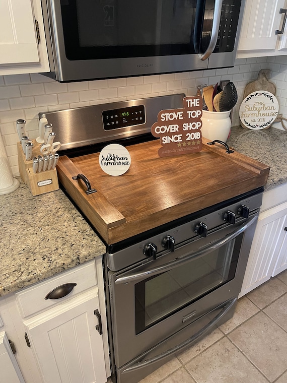 Simple Wooden Noodle Board in Warm Brown, Stove Cover