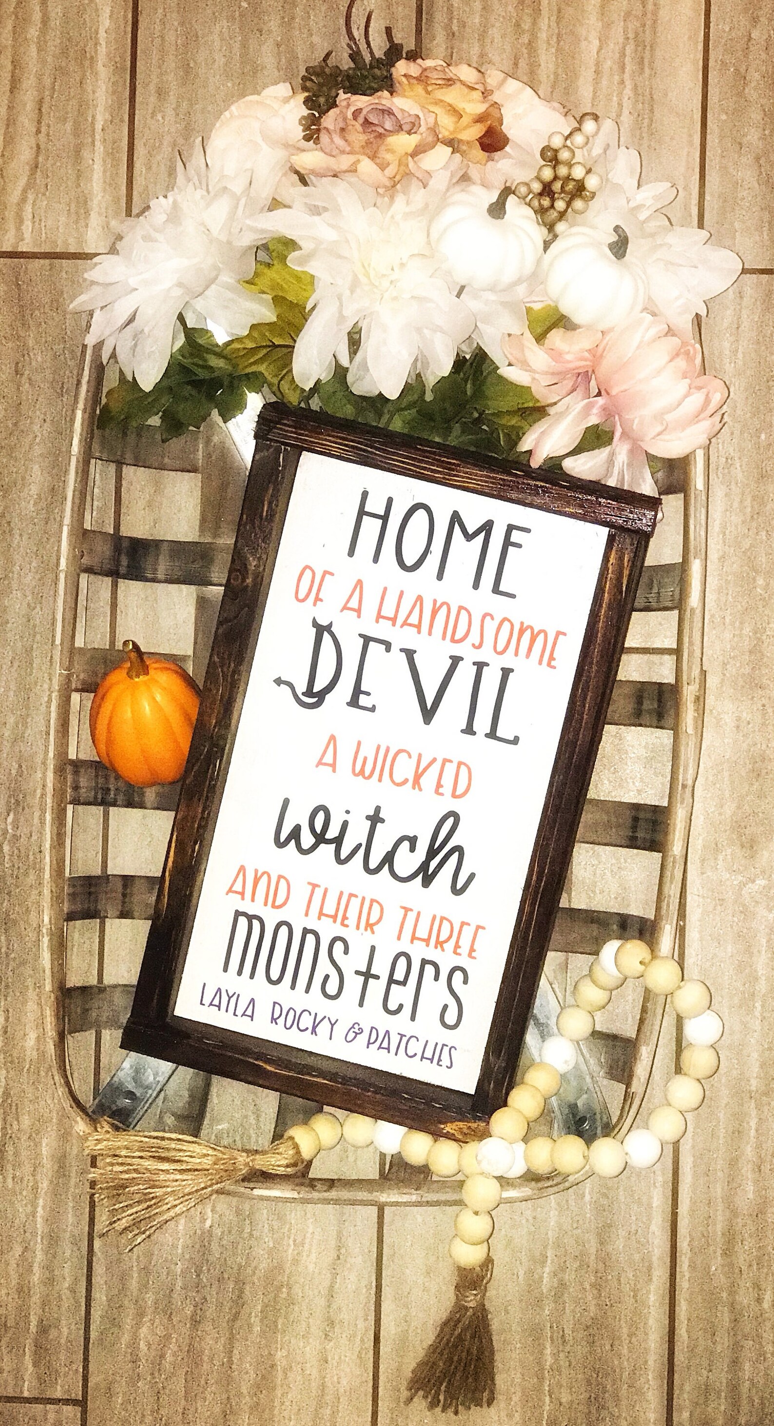 Home of handsome devil Halloween Home Sign Handsome Devil