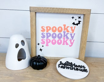 Groovy Retro Halloween Sign - Pastel Halloween Decor - Groovy Halloween Decor - Halloween Decor - Halloween Mantel - The Suburban Farmhouse