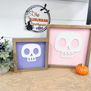 Halloween Wood Sign - Skeleton Decor - Farmhouse Halloween Sign - Minimalist Halloween - Boho Halloween - Pink Halloween - Halloween Sign