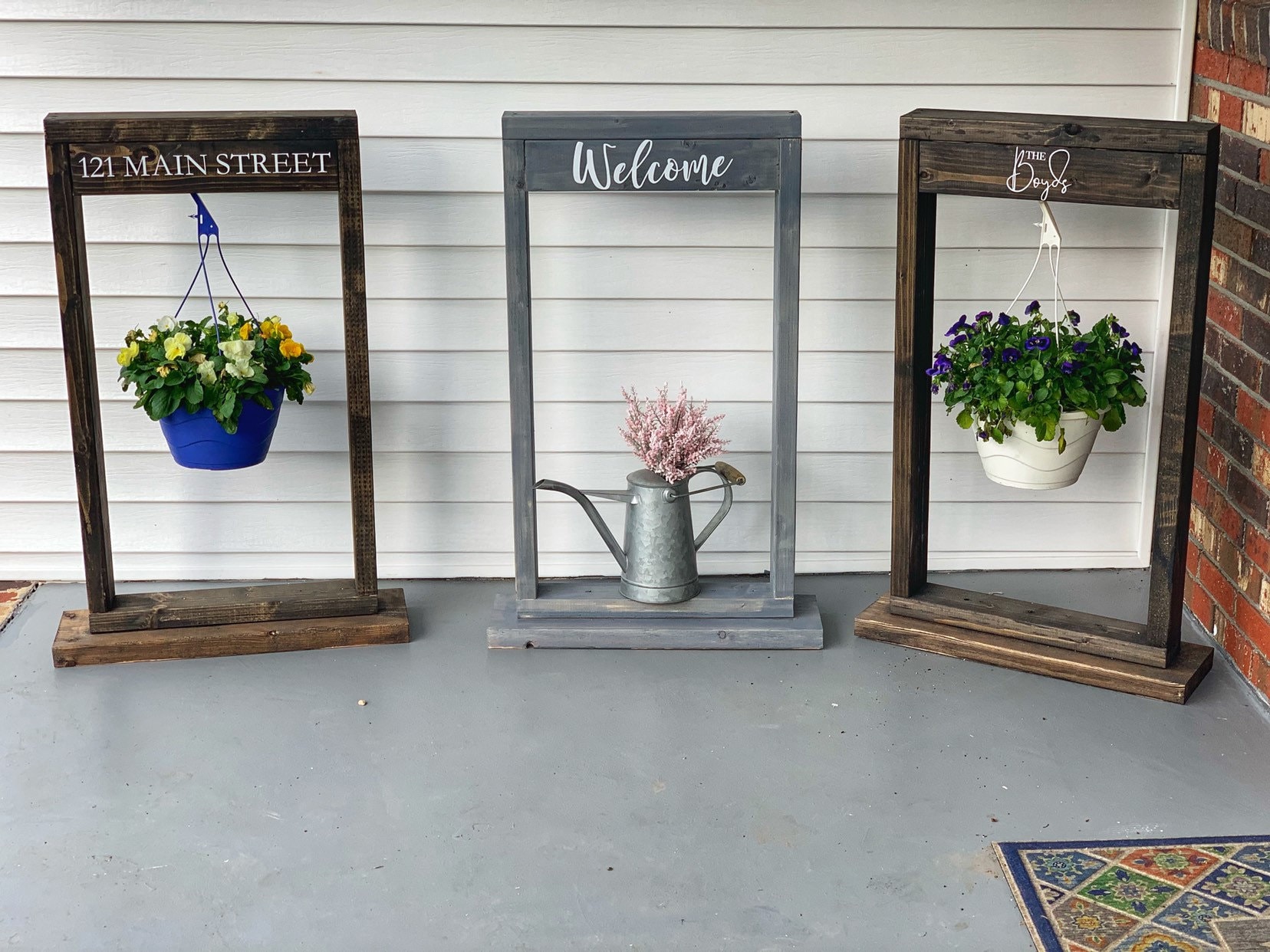 Personalized Wood Plant Stand  Hanging Basket Holder, Outdoor Decor - Etsy