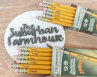Engraved Pencils - Personalized #2 Pencils - Pencil with Name engraved - 12 Pack Pencils - Back to School - Student Gift - Teacher Gift