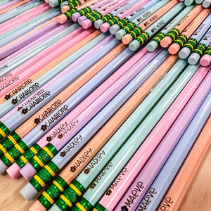 Pastel Engraved Pencils Cute Personalized 2 Pencils Pencil with Name engraved 12 Pack Pencils image 3