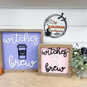 Brujas elaboran signo de madera de Halloween- Calabaza- Signo de Halloween de la granja - Halloween minimalista- Boho Halloween-Cocina de Halloween-Signo de Halloween