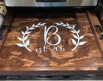 Gas/Electric Stove Top Cover - Stove Top Cover - Wood Stovetop cover -  - farmhouse kitchen stove cover