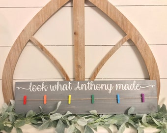 Look What I Made Children's Art Signs - art display sign - artwork display - kids artwork display - wooden photo display - child art display