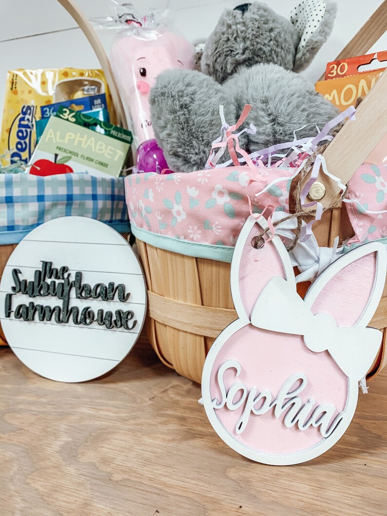 Easter Basket Personalized Name tags Bunny Name Tags Easter Basket Tags Tags with names for Easter basket Etsy Easter Tag image 2