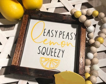 Lemon Decor - Lemon Signs - Lemons - Summer Decor - Summer Signs - Farmhouse Decor - Lemon Sign - Framed Signs - Wood Sign - Farmhouse Lemon