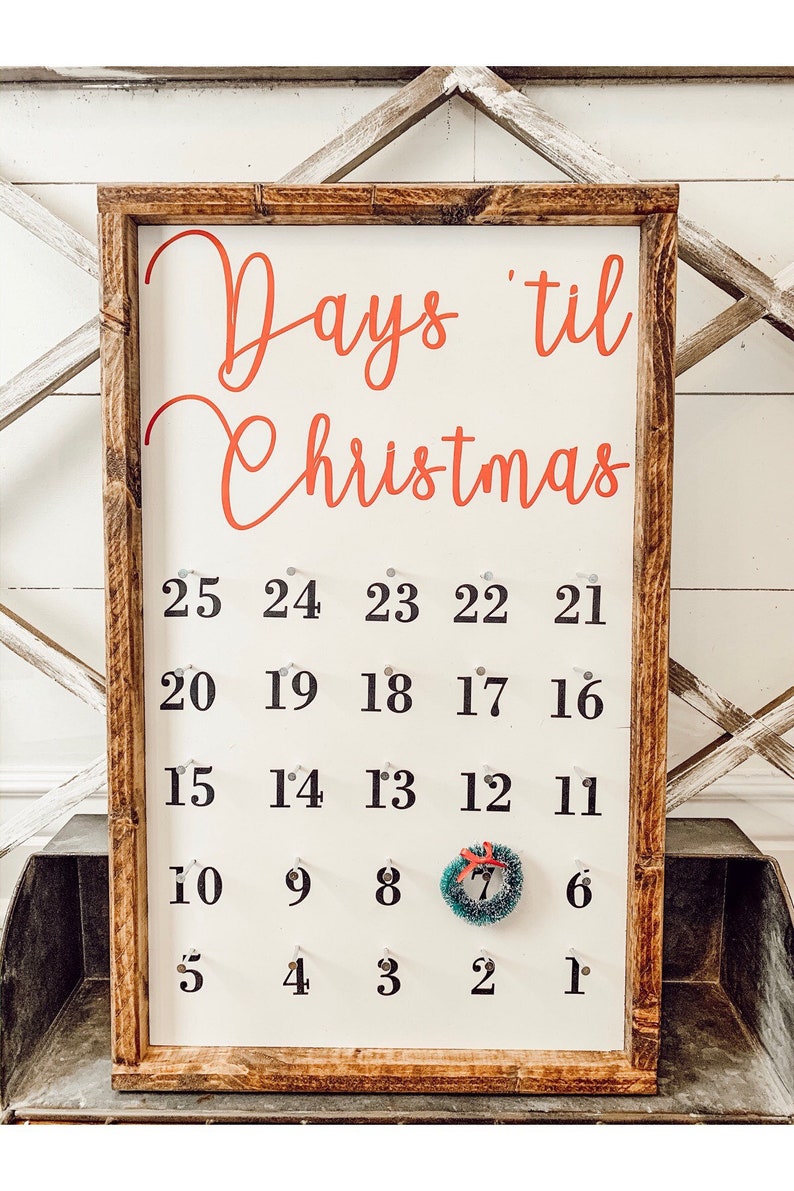 Rustic Christmas Christmas Countdown Sign Advent Calendar Etsy