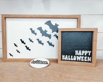 CLEARANCE Bats Stacking Halloween Decor - Halloween Mantel sign - Witch sign - farmhouse halloween sign - rustic halloween - fall farmhouse