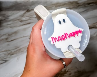 Halloween GHOST  40oz Tumbler Name Plates - Acrylic Name Plate - Cup Accessories - 40oz accessories  - Personalized Name Tag for Tumbler Lid