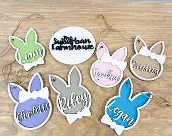 Easter Name Tags  - Tags for Easter Basket - Bunny Easter Tags Personalized - Rabbit Easter Basket Tags - Easter Decoration - Easter cards